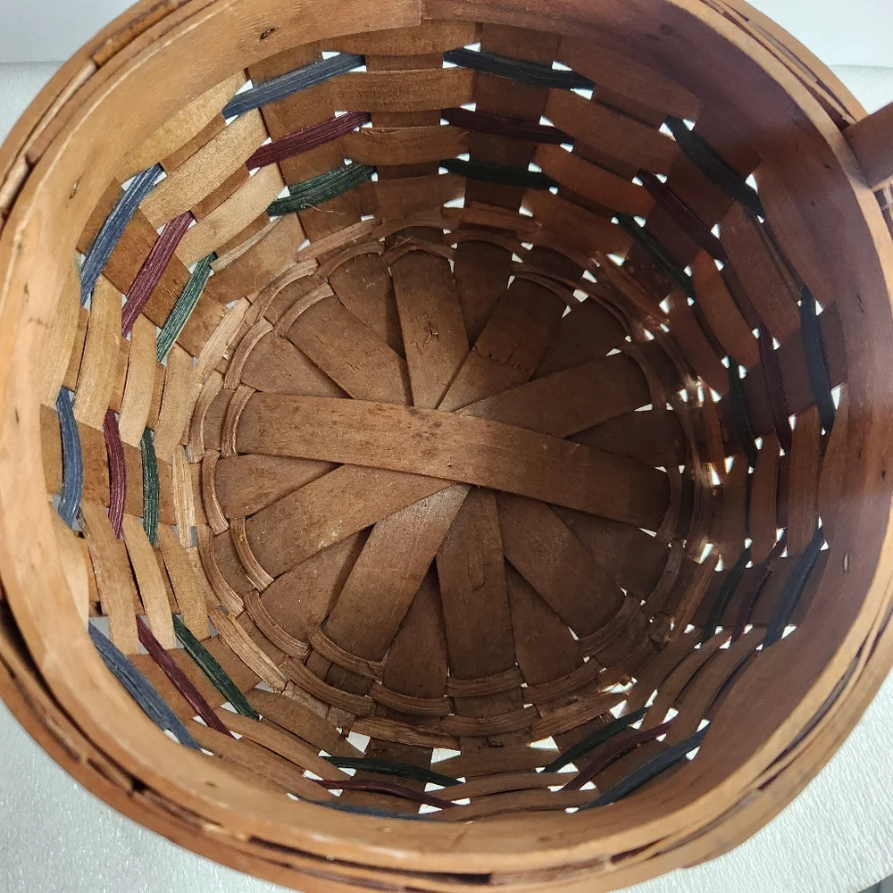 Vintage Bishop Hill Collection Round Woven Basket with Handles